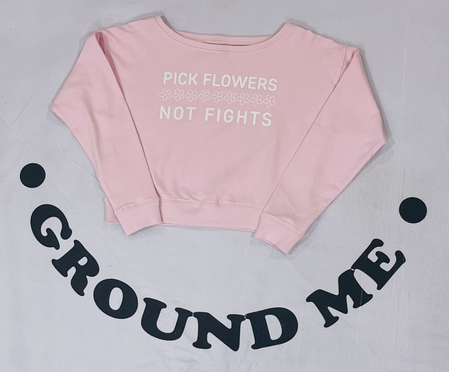 Off shoulder crop sweatshirt